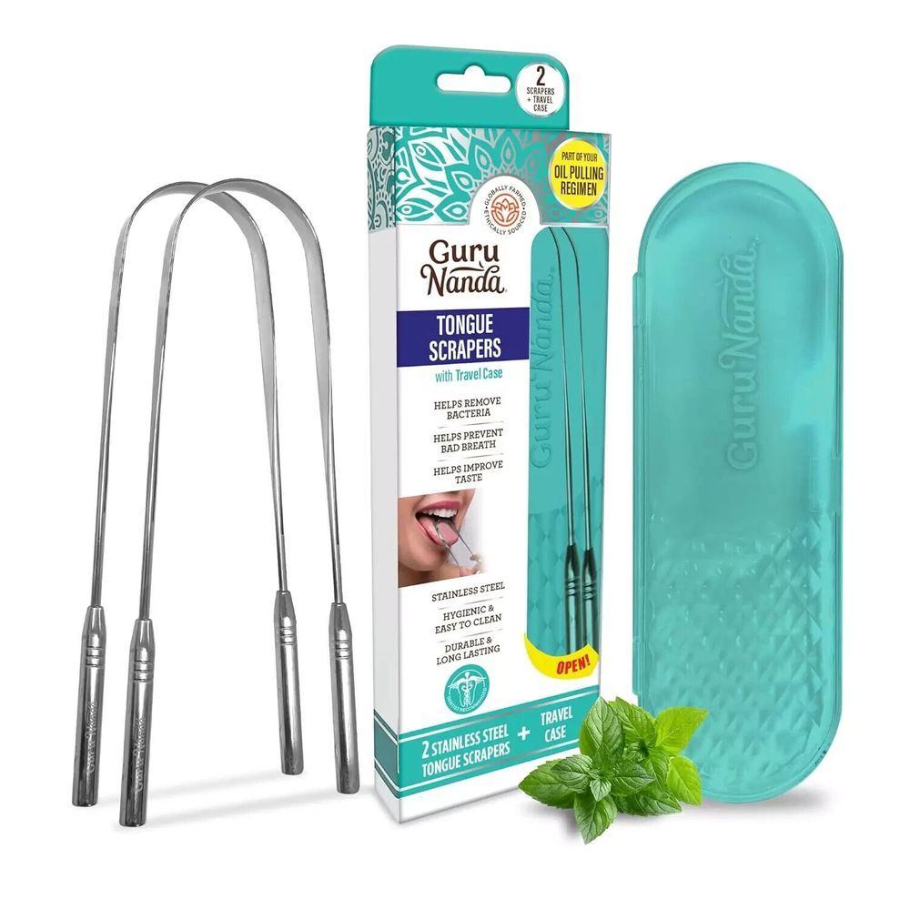 Tongue Scraper for Adults (2-Pack) with Travel Case, 420 Medical Grade Stainless